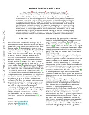 PDF Document Cover - Quantum Advantage on Proof of Work in Blockchain Systems